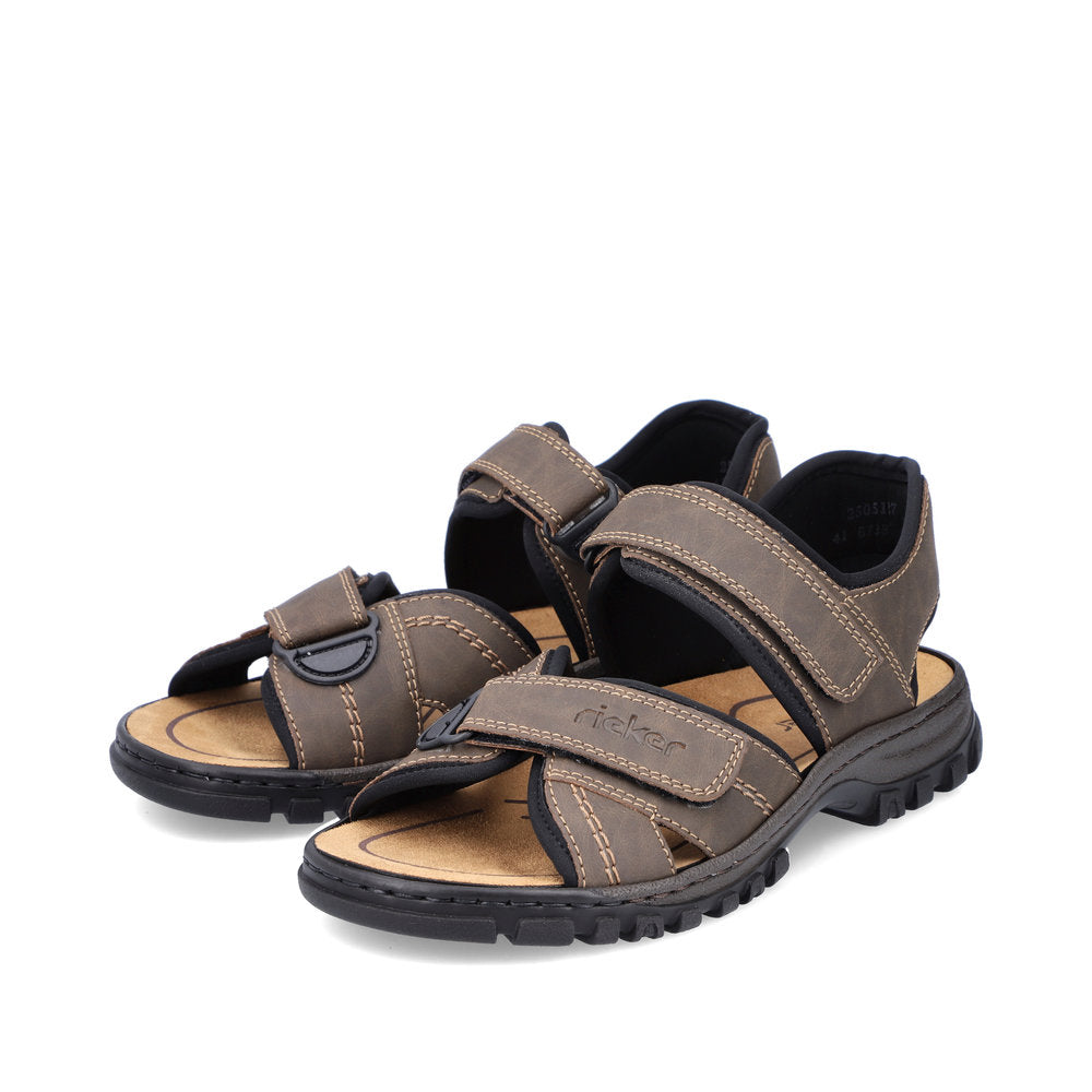 Rieker 25051-27 Brown 2 Strap Velcro Sandals