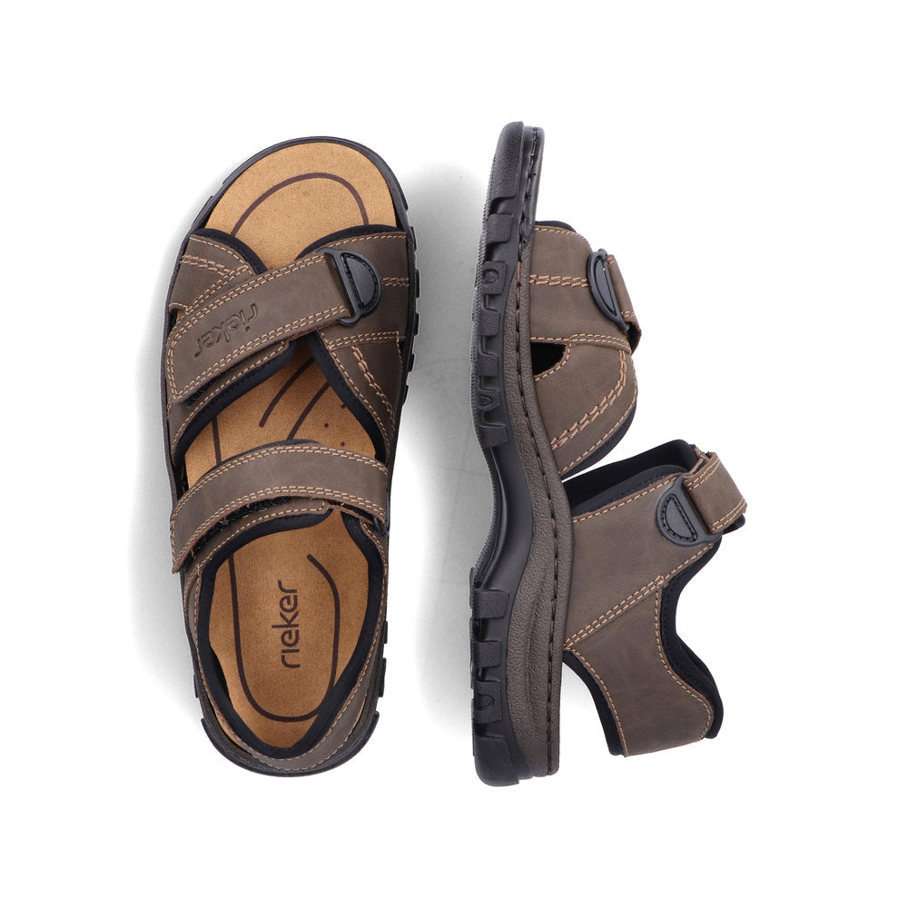 Rieker 25051-27 Brown 2 Strap Velcro Sandals