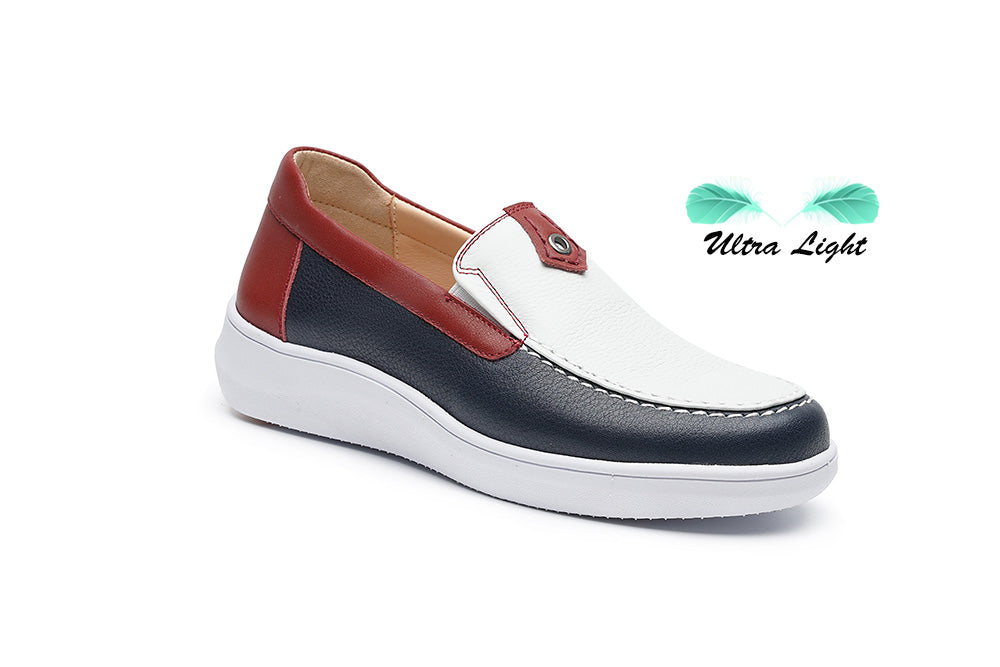 G Comfort 25292-1 RT White, Navy & Red Slip On Moccasins