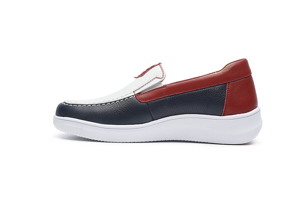 G Comfort 25292-1 RT White, Navy & Red Slip On Moccasins