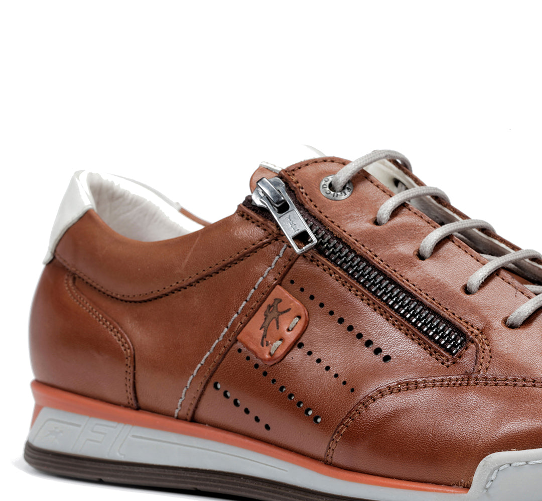 Fluchos F0148 Tan Lace & Zip Shoes with White Back