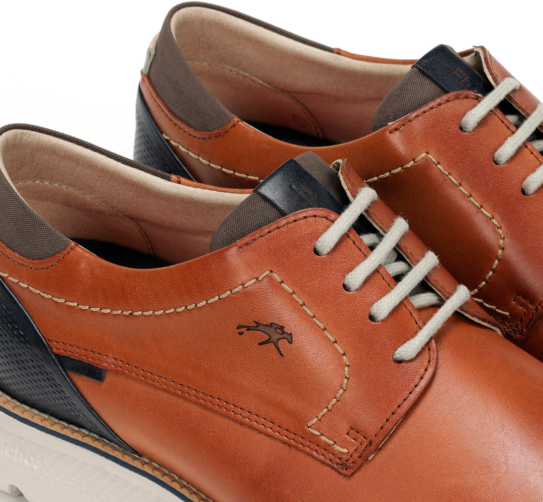 Fluchos F1740 Tan Lace Shoes with Navy Back