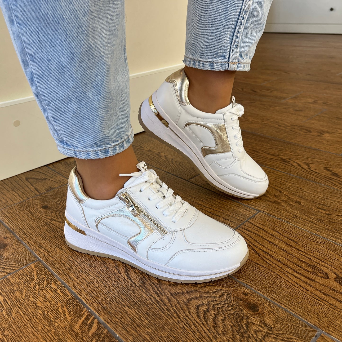 Caprice 9-23300-44-137 White & Light Gold Sneakers