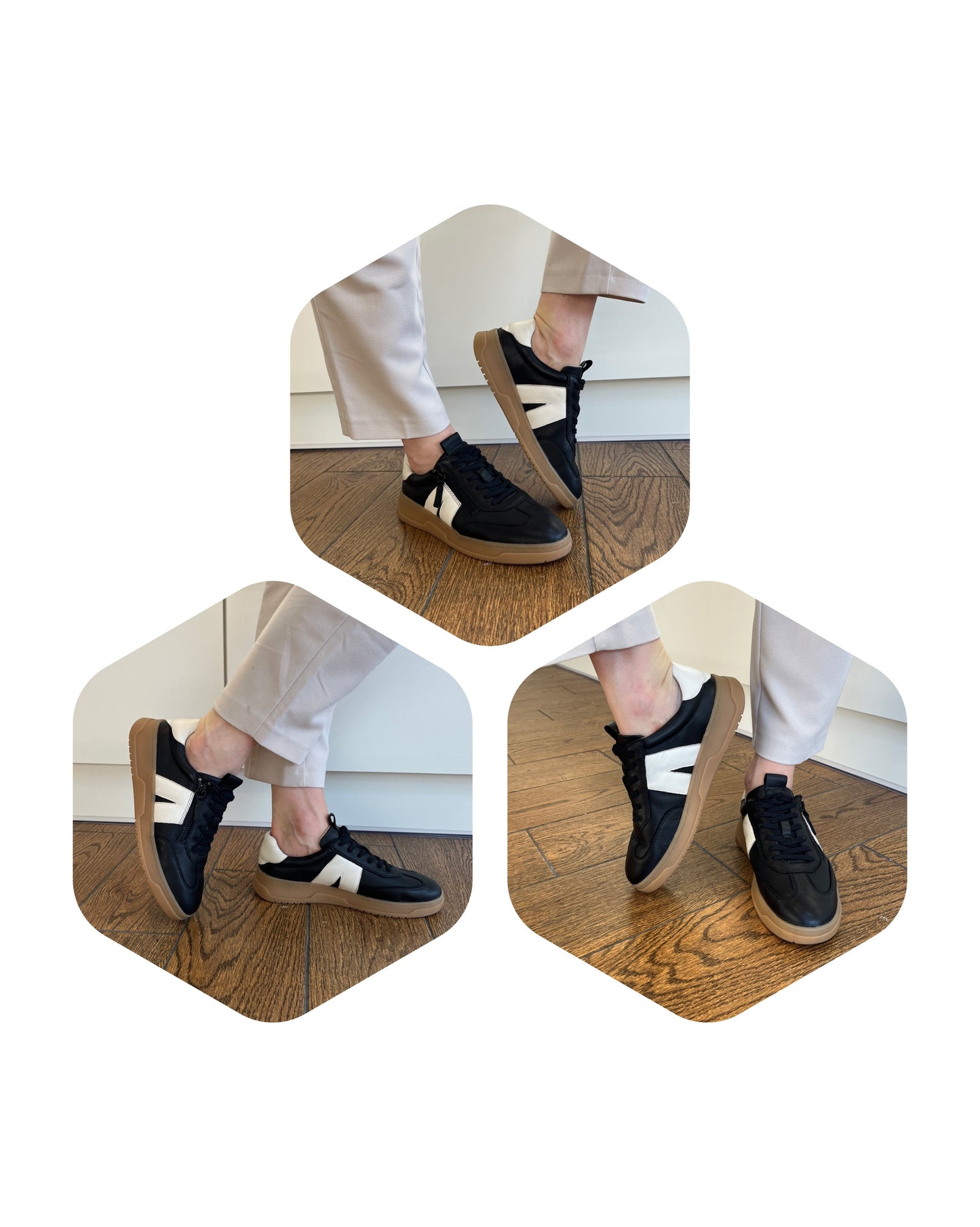 Caprice 9-23608-45 02F Black Nappa Combi Trainers