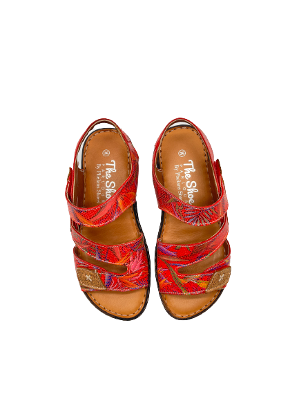 The Shoe Parlour by Phelans Shoes 284-55 Miruna Red Velcro Sandals