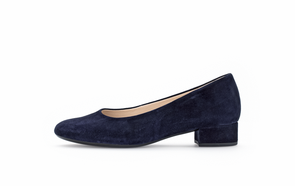Gabor 31.320.16 Navy Suede Slip On Pumps