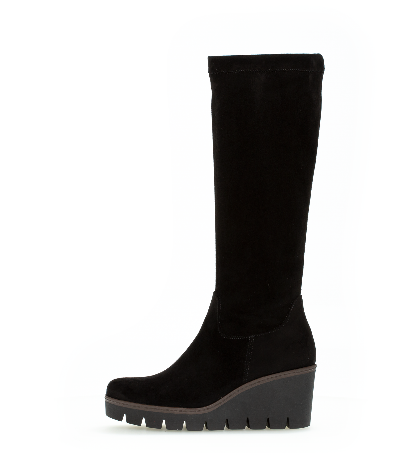 Gabor 34.789.47 Black Suede Wedge M-Stretch High Bootsm