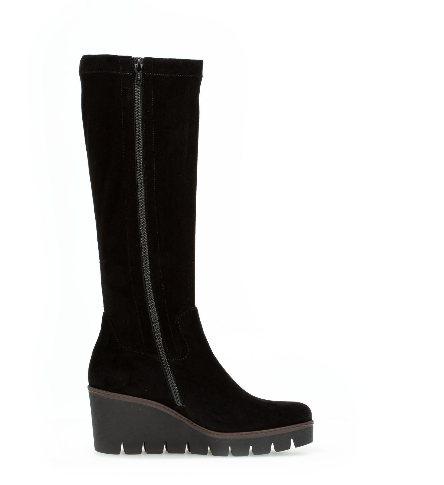 Gabor 34.789.47 Black Suede Wedge M-Stretch High Bootsm
