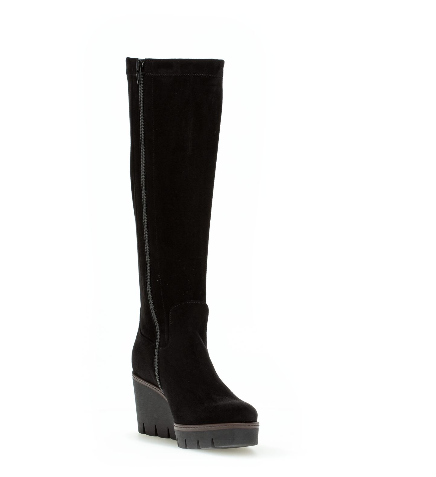 Gabor 34.789.47 Black Suede Wedge M-Stretch High Bootsm