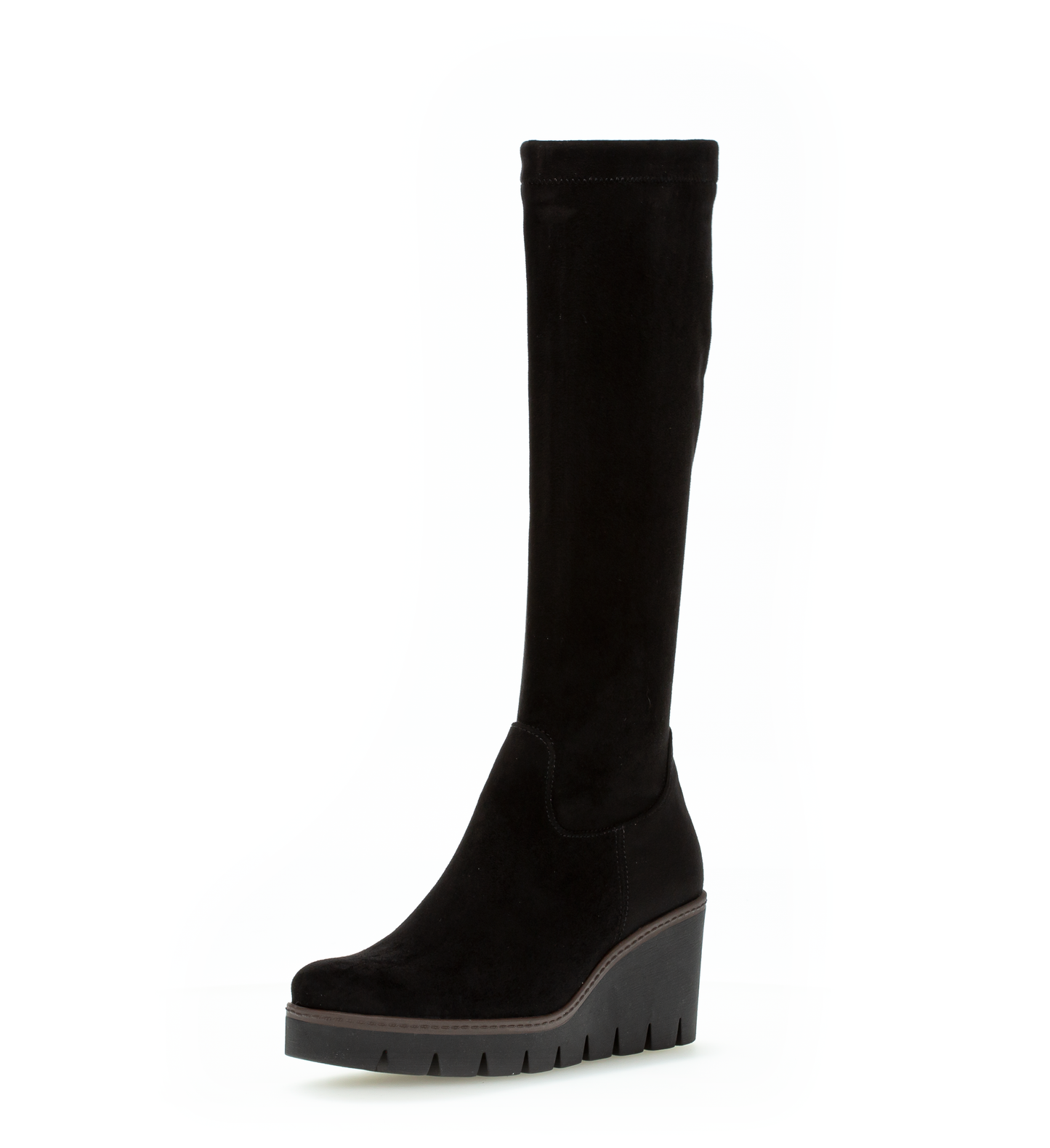 Gabor 34.789.47 Black Suede Wedge M-Stretch High Bootsm