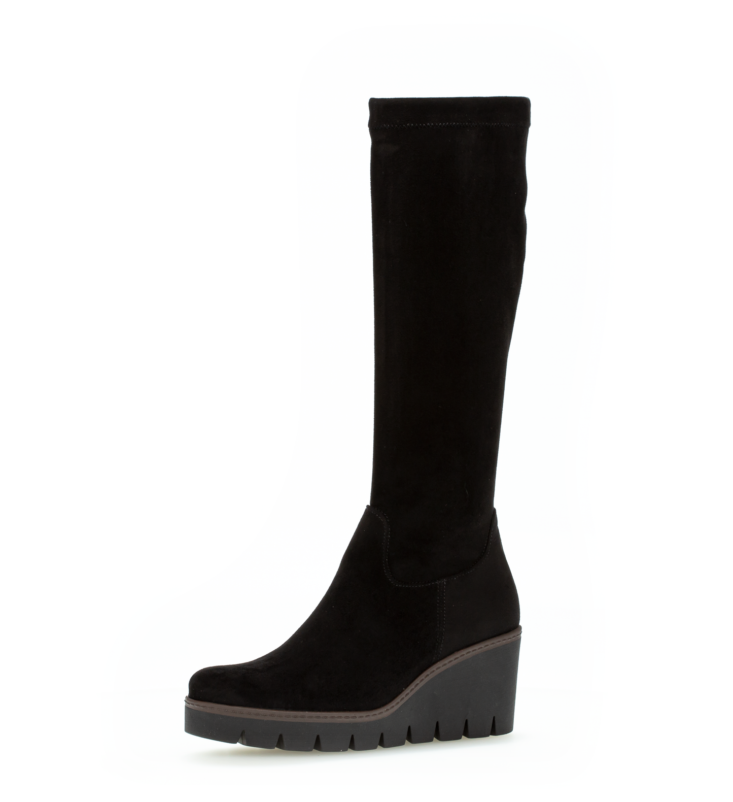 Gabor 34.789.47 Black Suede Wedge M-Stretch High Bootsm