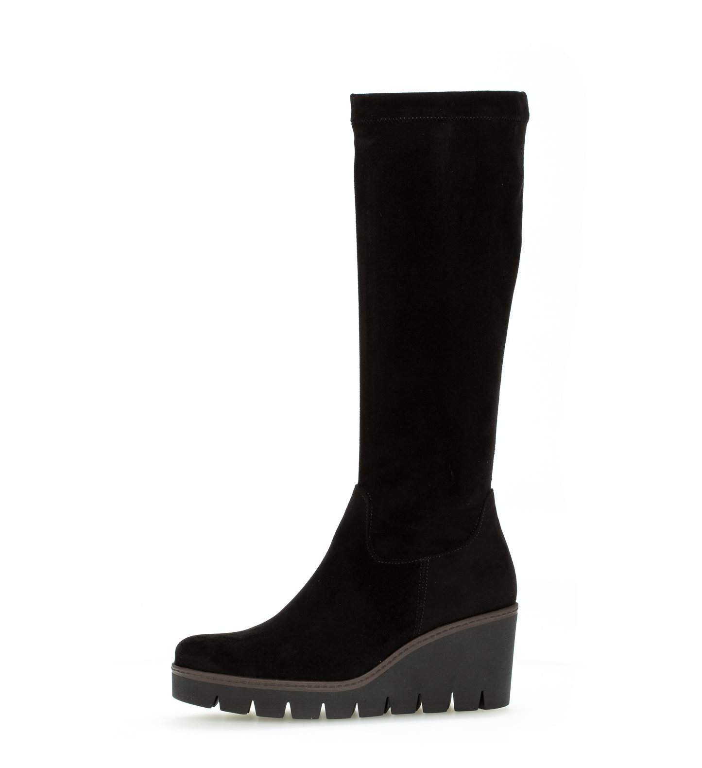 Gabor 34.789.47 Black Suede Wedge M-Stretch High Bootsm