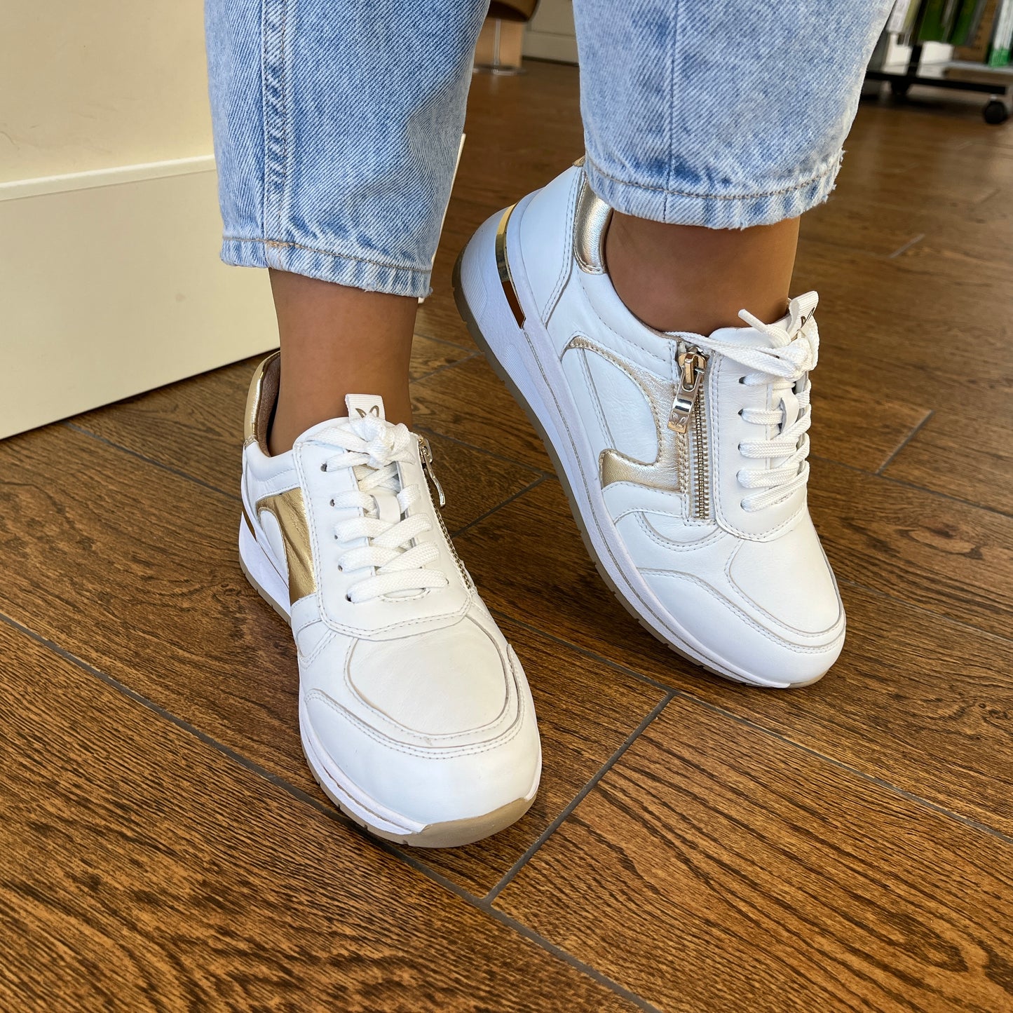 Caprice 9-23300-44-137 White & Light Gold Sneakers