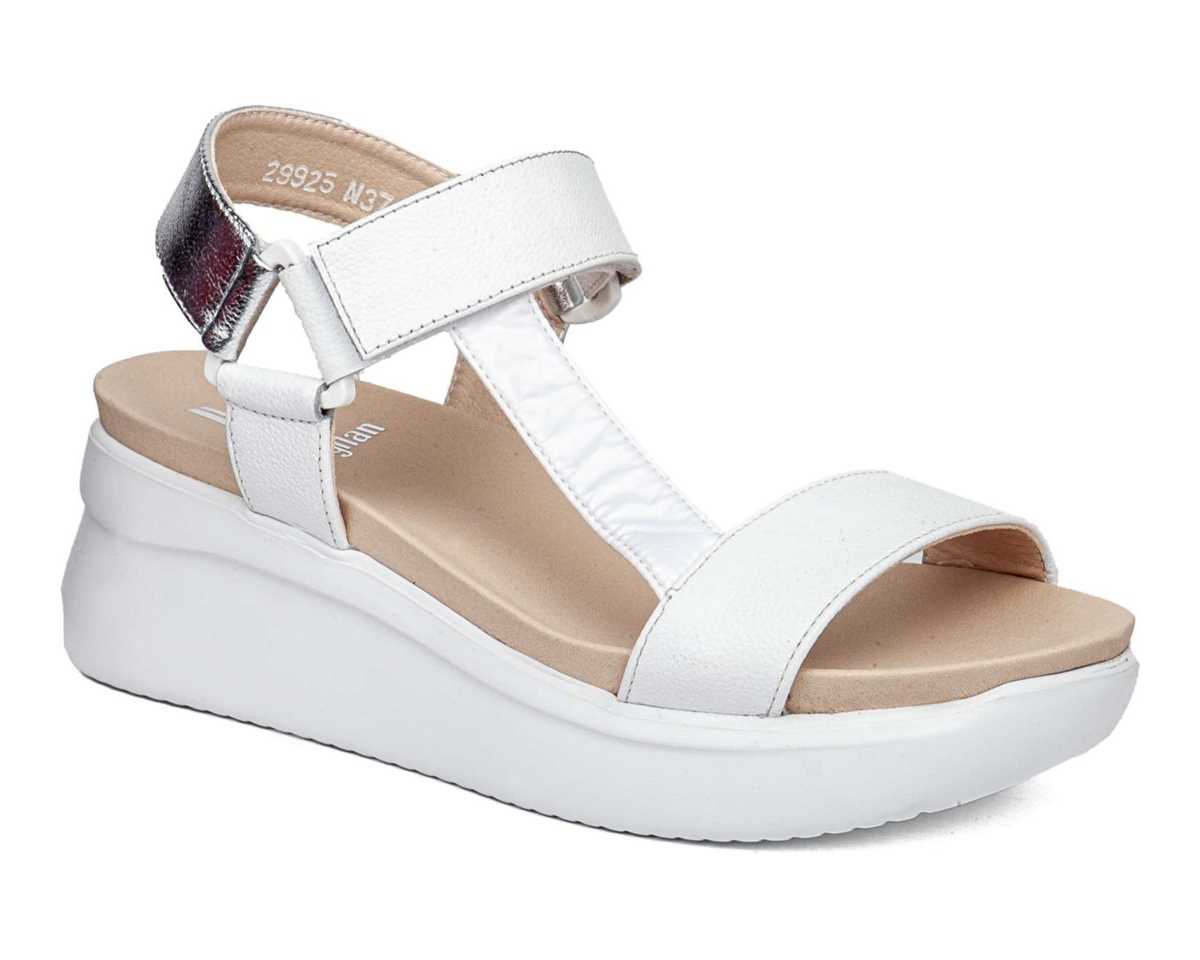 Callaghan 29925 White Velcro Sandals with Silver Slingback Strap