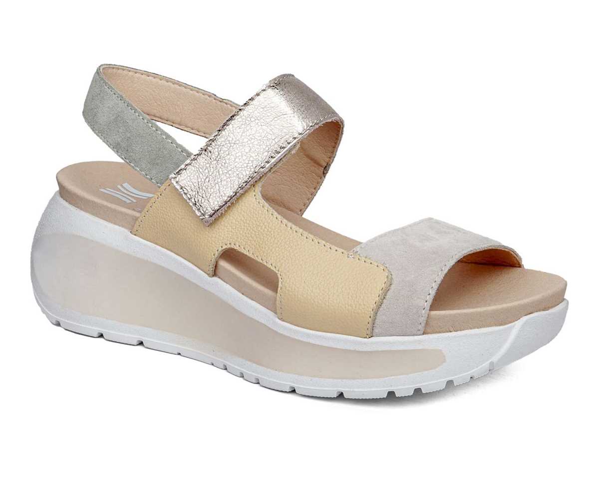 Callaghan 35200 Cream & Green Mint & Gold Combi Velcro Sandals with Slingback Strap