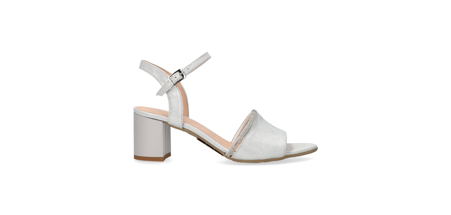Bioeco by Arka 4040 2103+1661 Silver Shimmer Block Heel Sandals