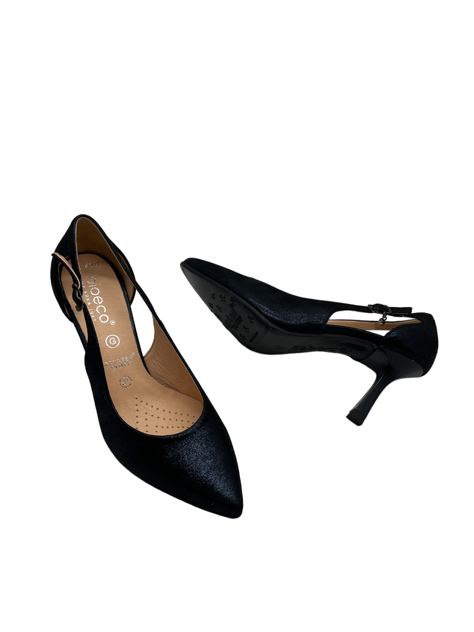 Bioeco by Arka 4079 2558+1290 Navy Shimmer Heels with Droplet