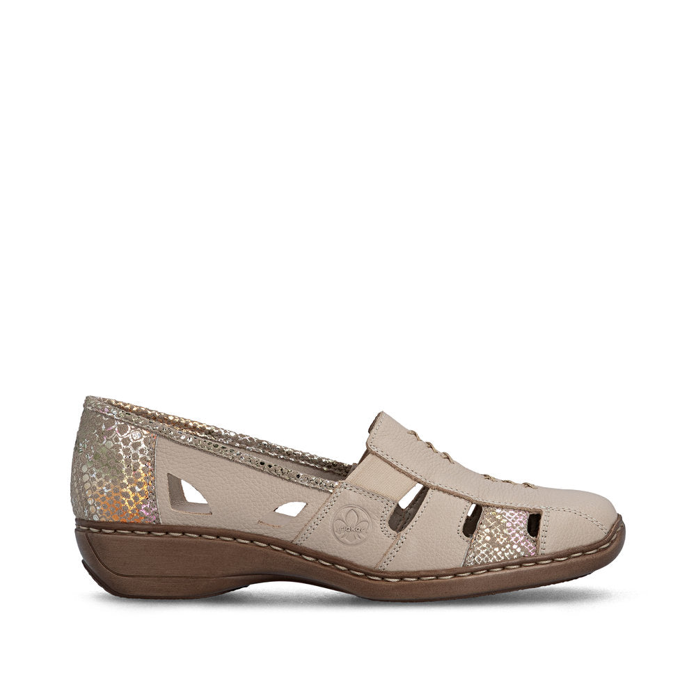 Rieker 41385-63 Beige Multi E Fit Slip On Shoes