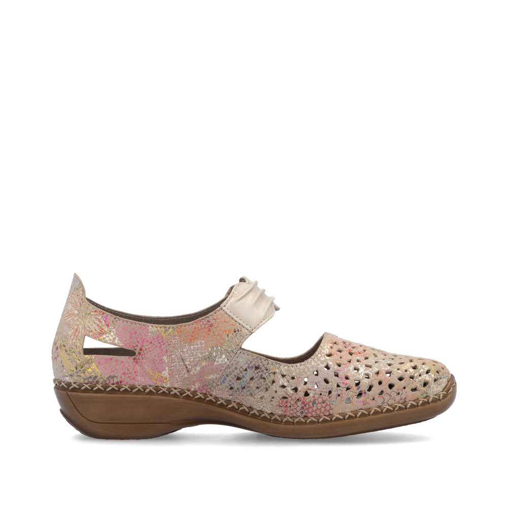 Rieker 41399-92 Gold Shimmer Multi Velcro Shoes