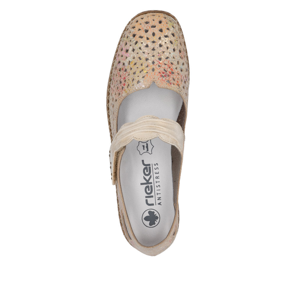 Rieker 41399-92 Gold Shimmer Multi Velcro Shoes