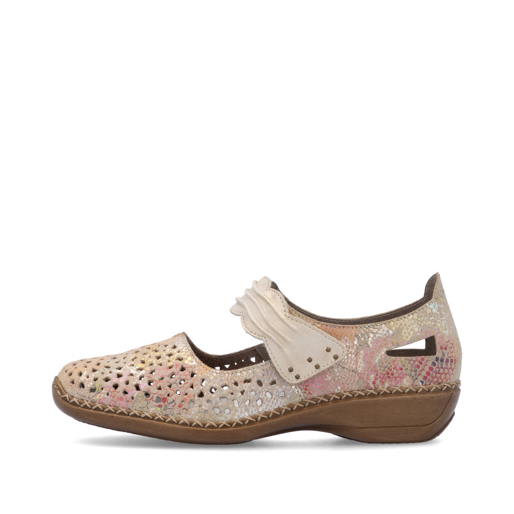 Rieker 41399-92 Gold Shimmer Multi Velcro Shoes