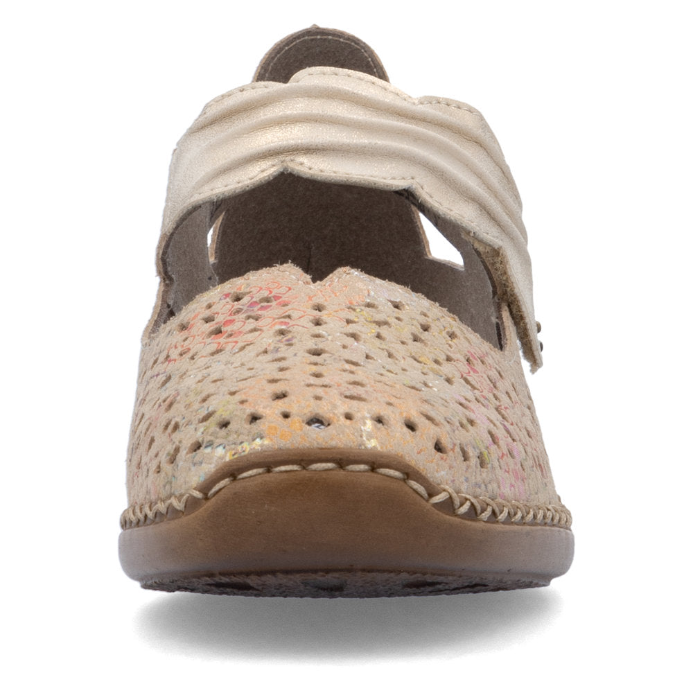Rieker 41399-92 Gold Shimmer Multi Velcro Shoes