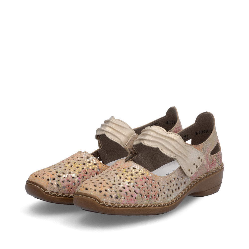Rieker 41399-92 Gold Shimmer Multi Velcro Shoes