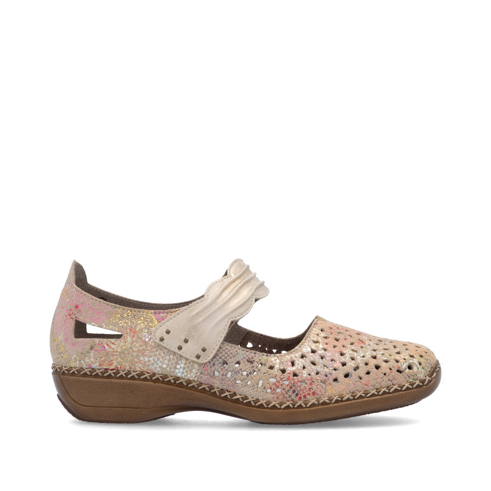 Rieker 41399-92 Gold Shimmer Multi Velcro Shoes