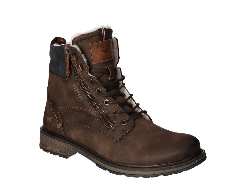Mustang 4157-609-032 Dark Brown Lace Boots with Side Zip
