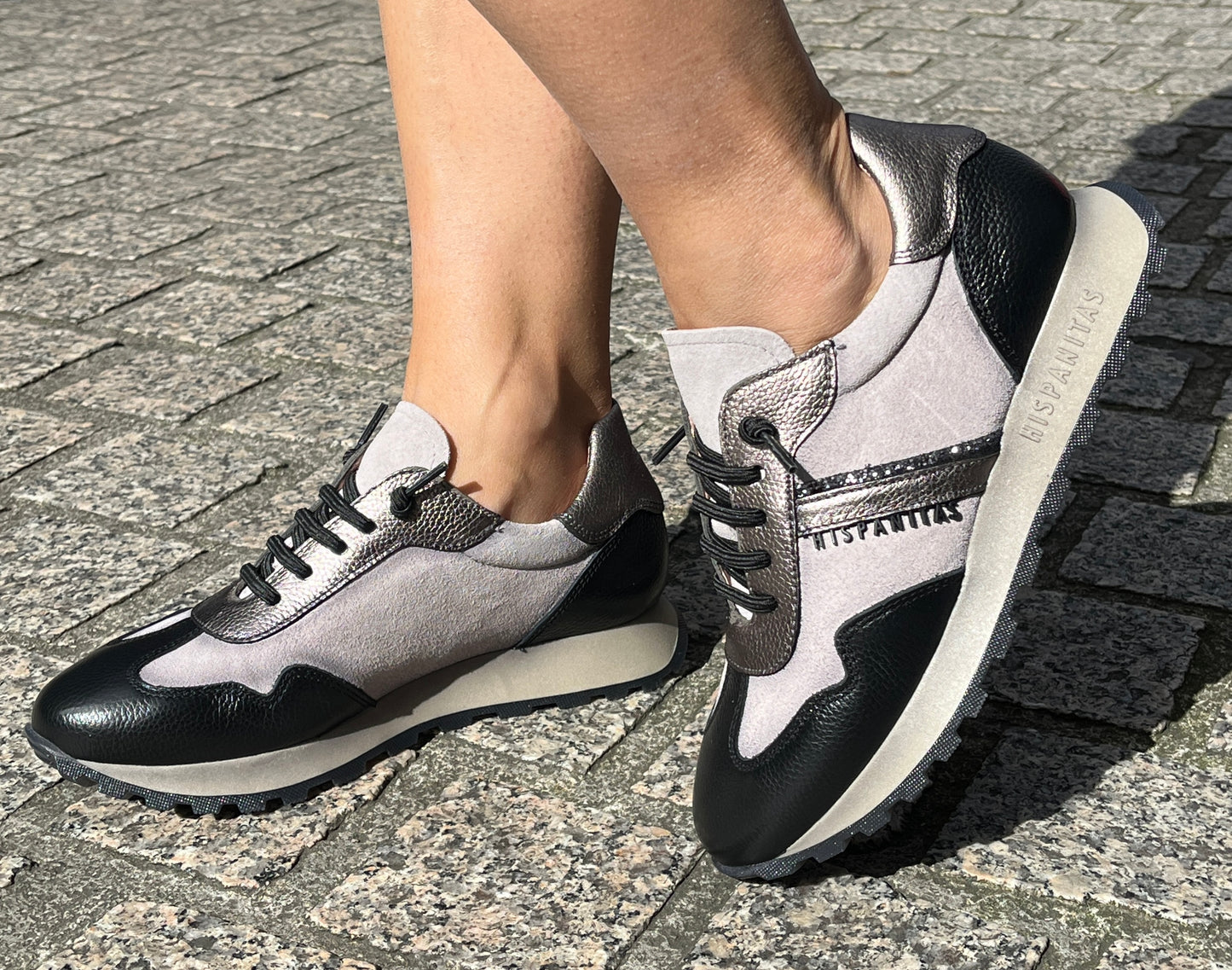 Hispanitas XHI243689 Black, Iron & Acero Combi Sneakers