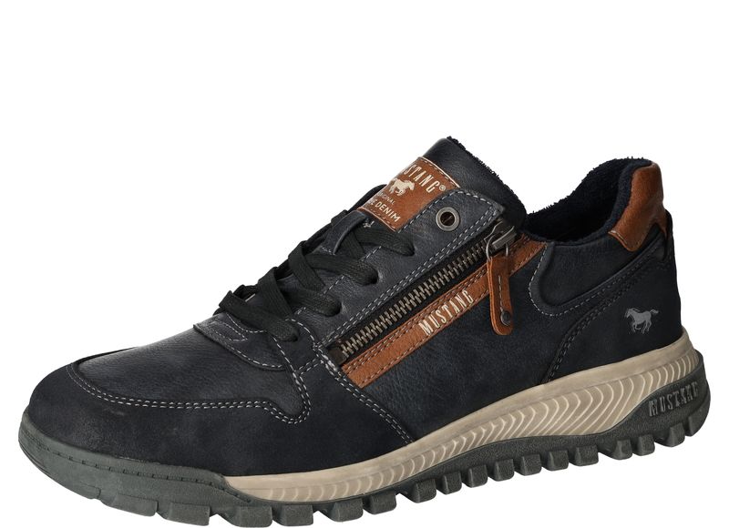 Mustang 4202-301-820 Navy/Tan Lace & Zip Shoes