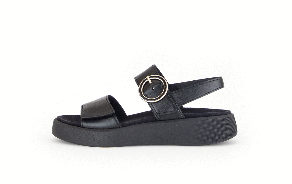 Gabor 42.863.57 Comfort Black Velcro Slingback Sandals