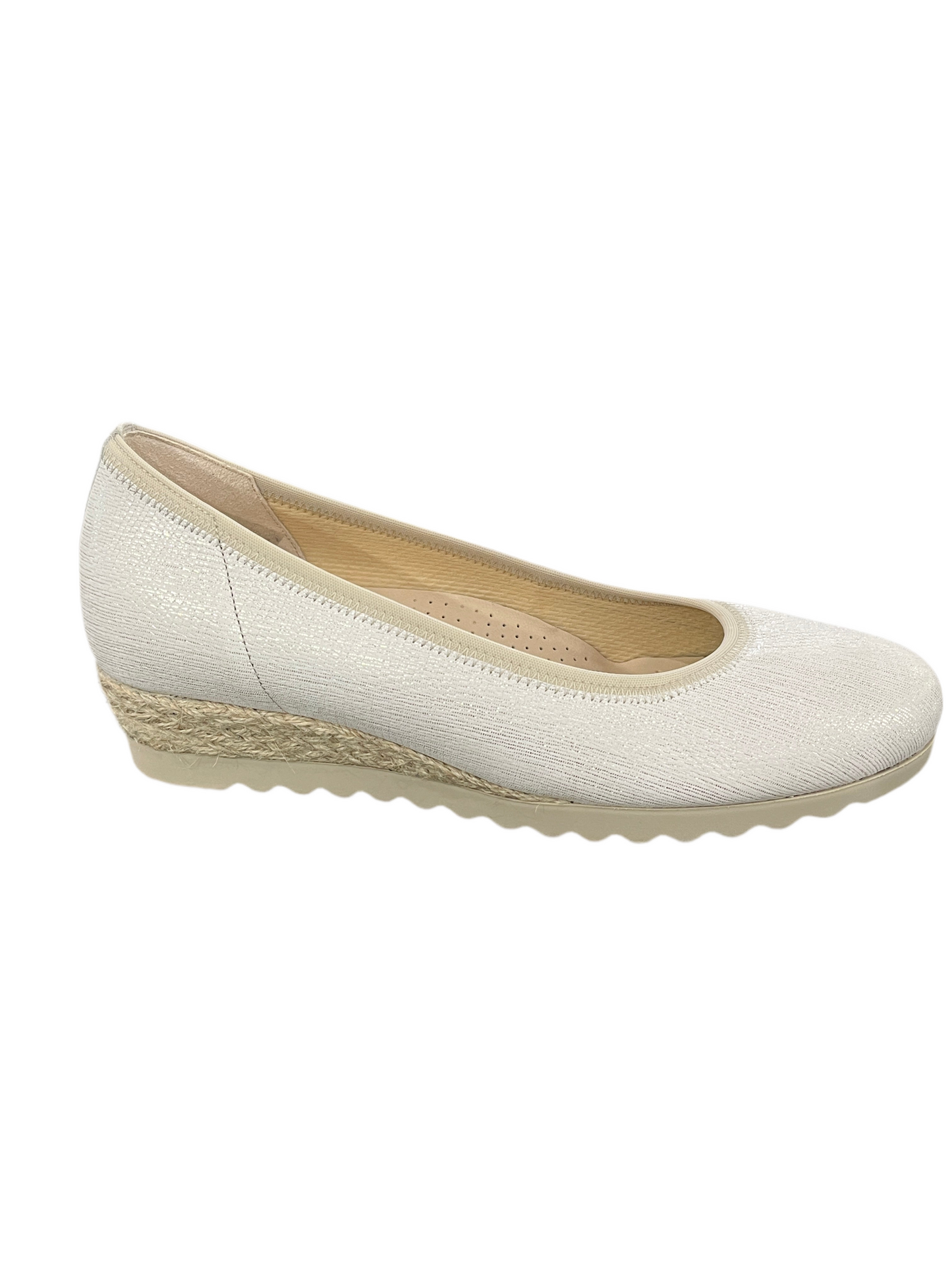 Gabor Comfort 62.641.80 G Fit White Gold Slip On Wedge Shoes