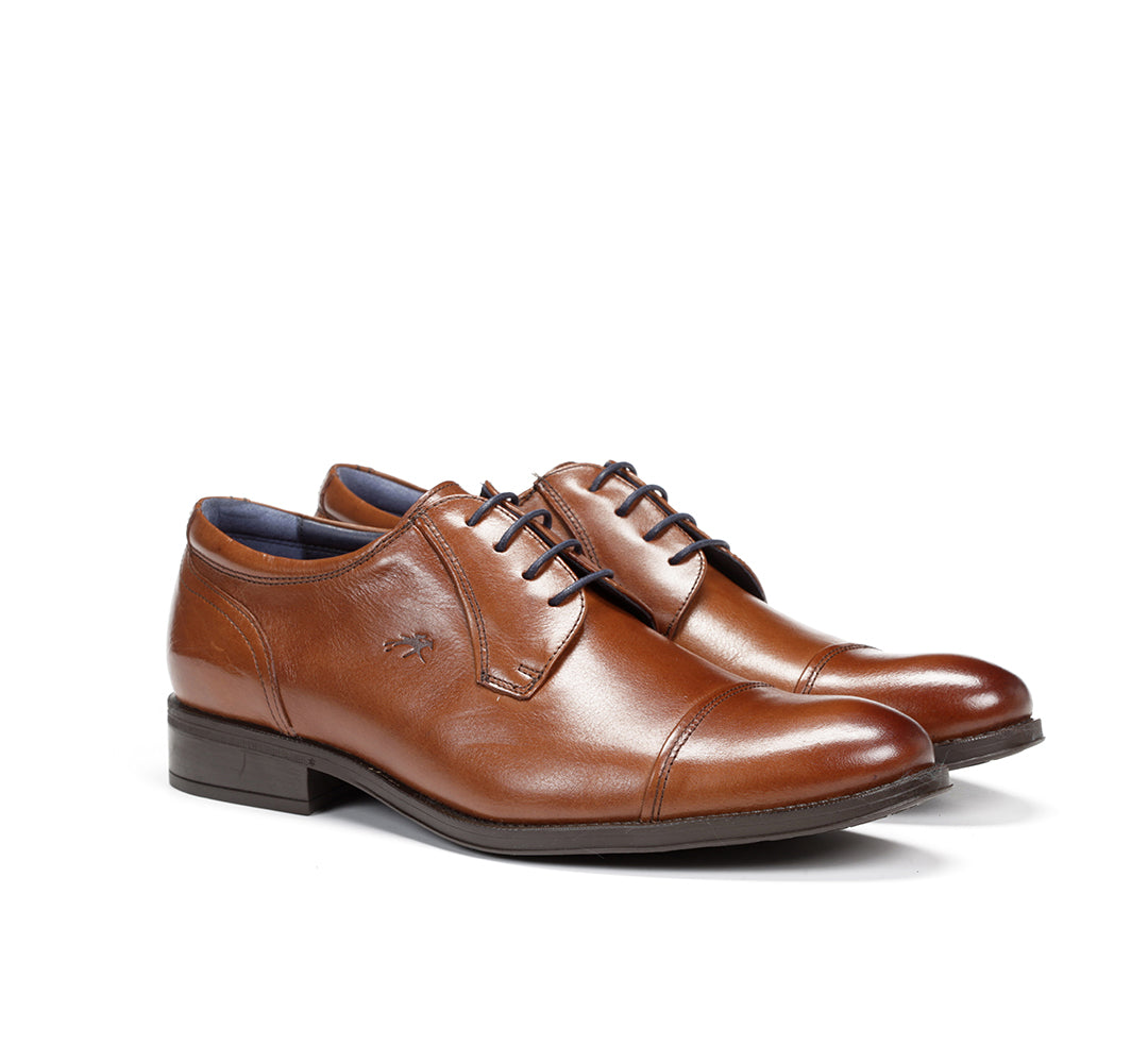 Fluchos 8412 Memory Cuero Tan Lace Shoes
