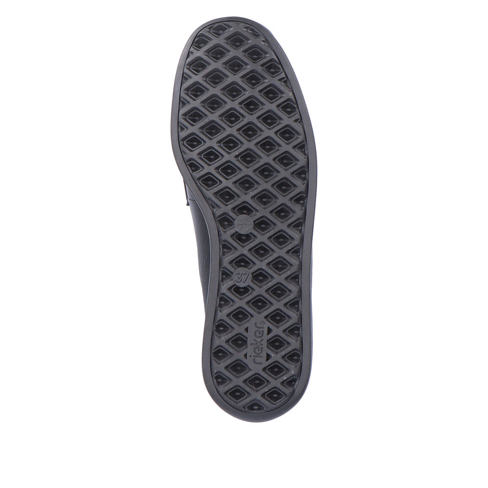 Rieker 44285-00 Tex Black Slip On Shoes with Gold Link Detail