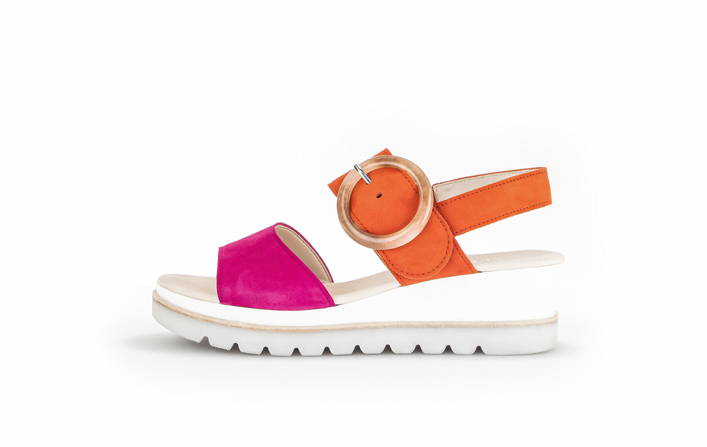 Gabor 44.645.13 Pink & Orange Velcro Slingback Sandals