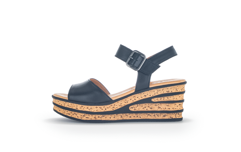 Gabor 44.651.27 Black Slingback Wedge Sandals