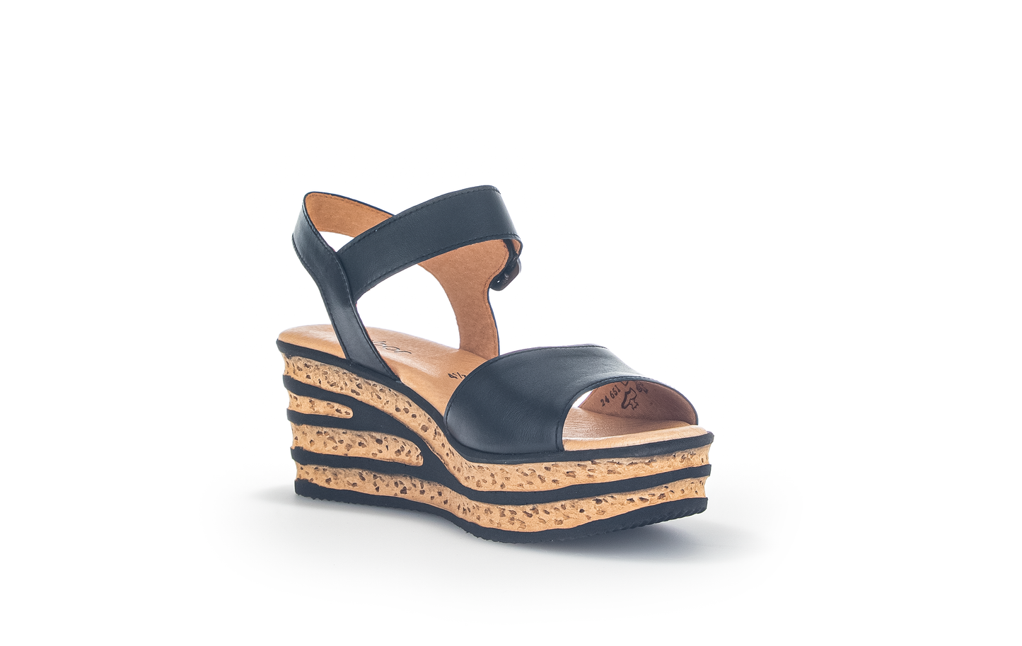 Gabor 44.651.27 Black Slingback Wedge Sandals