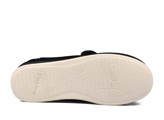 Padders Camilla 447/1097 Black Sparkle Cord Velcro Slippers