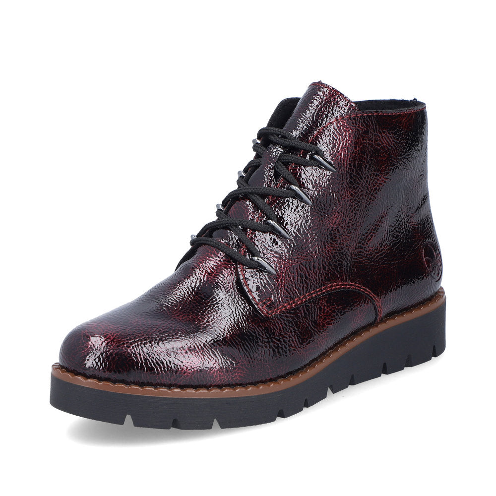 Rieker 44902-35 Burgundy Lace Ankle Boots