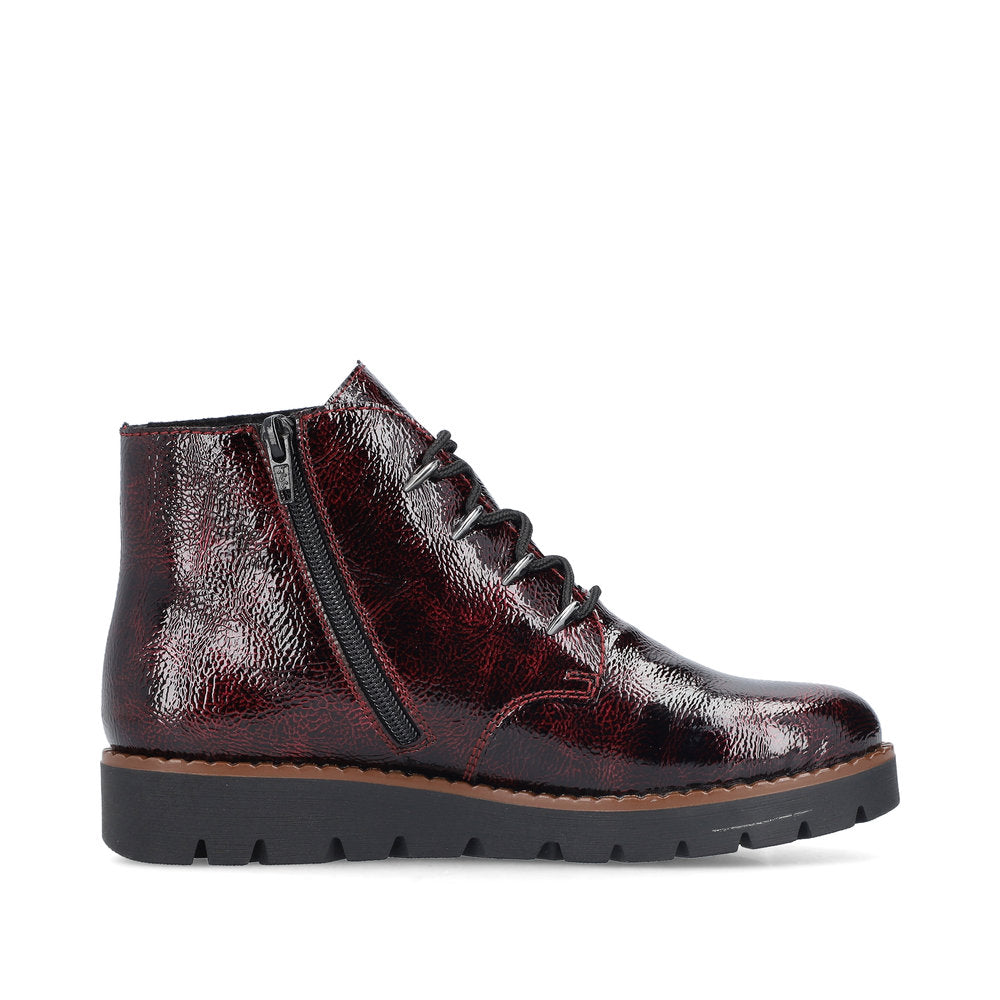 Rieker 44902-35 Burgundy Lace Ankle Boots