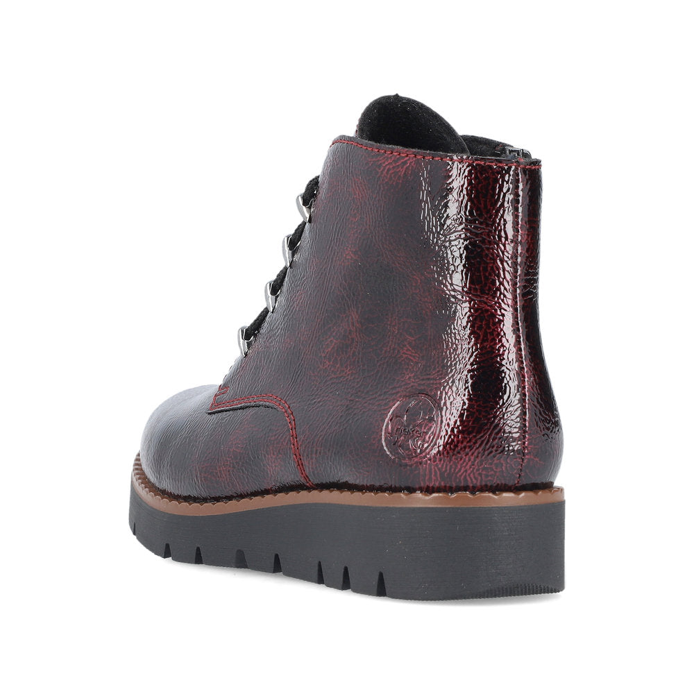 Rieker 44902-35 Burgundy Lace Ankle Boots