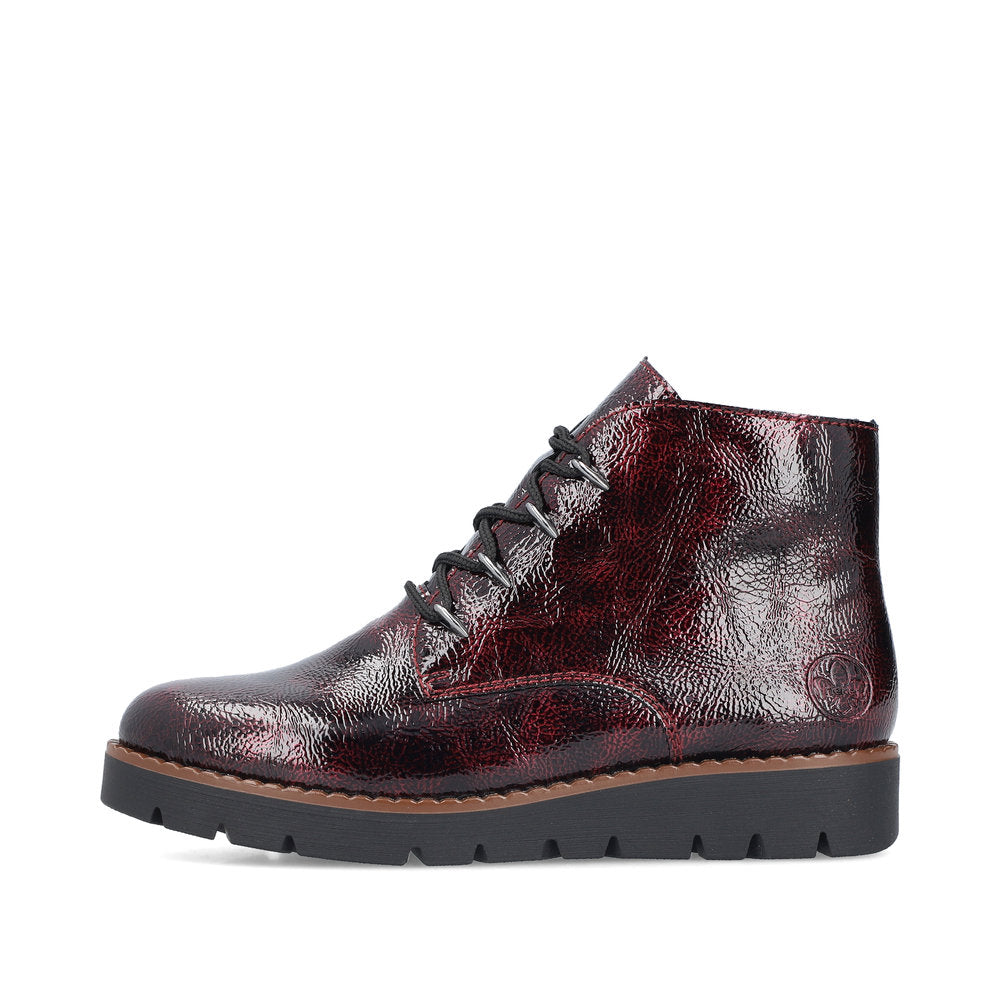 Rieker 44902-35 Burgundy Lace Ankle Boots