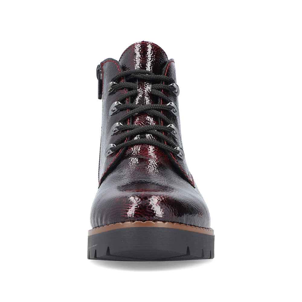 Rieker 44902-35 Burgundy Lace Ankle Boots