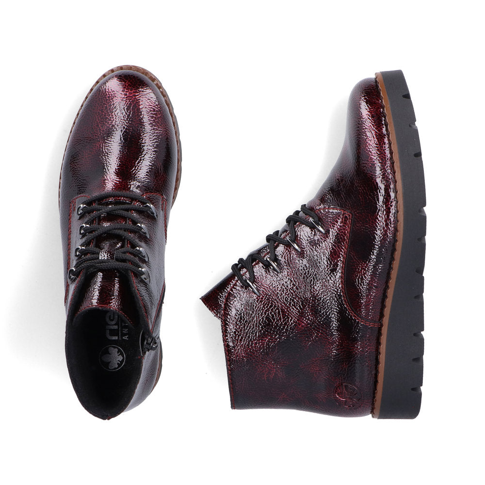 Rieker 44902-35 Burgundy Lace Ankle Boots