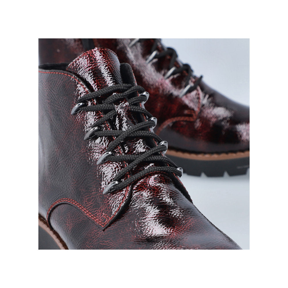 Rieker 44902-35 Burgundy Lace Ankle Boots