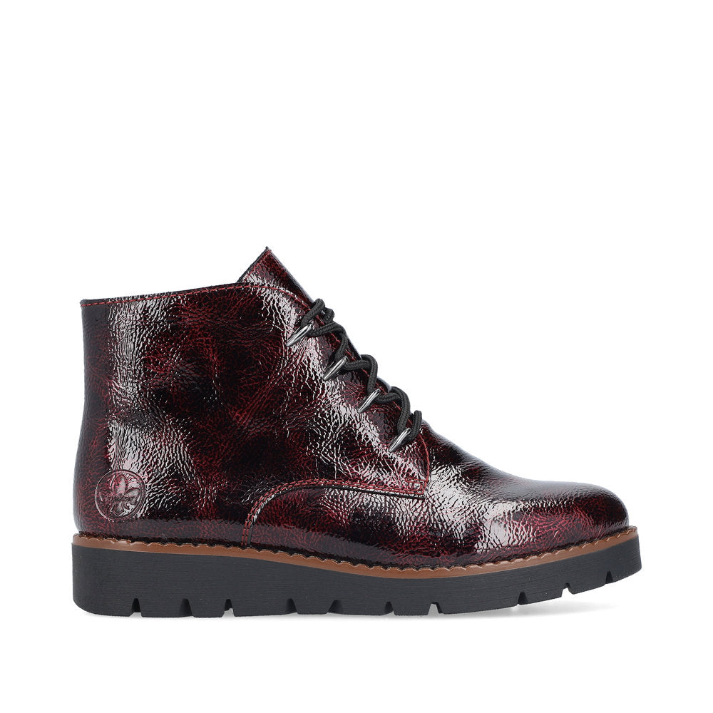 Rieker 44902-35 Burgundy Lace Ankle Boots