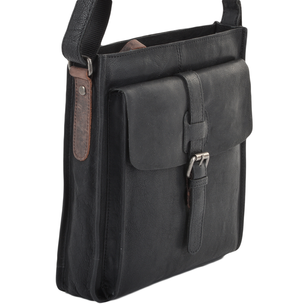 Ashwood Leather 4552 Black Milled VT Body Bag