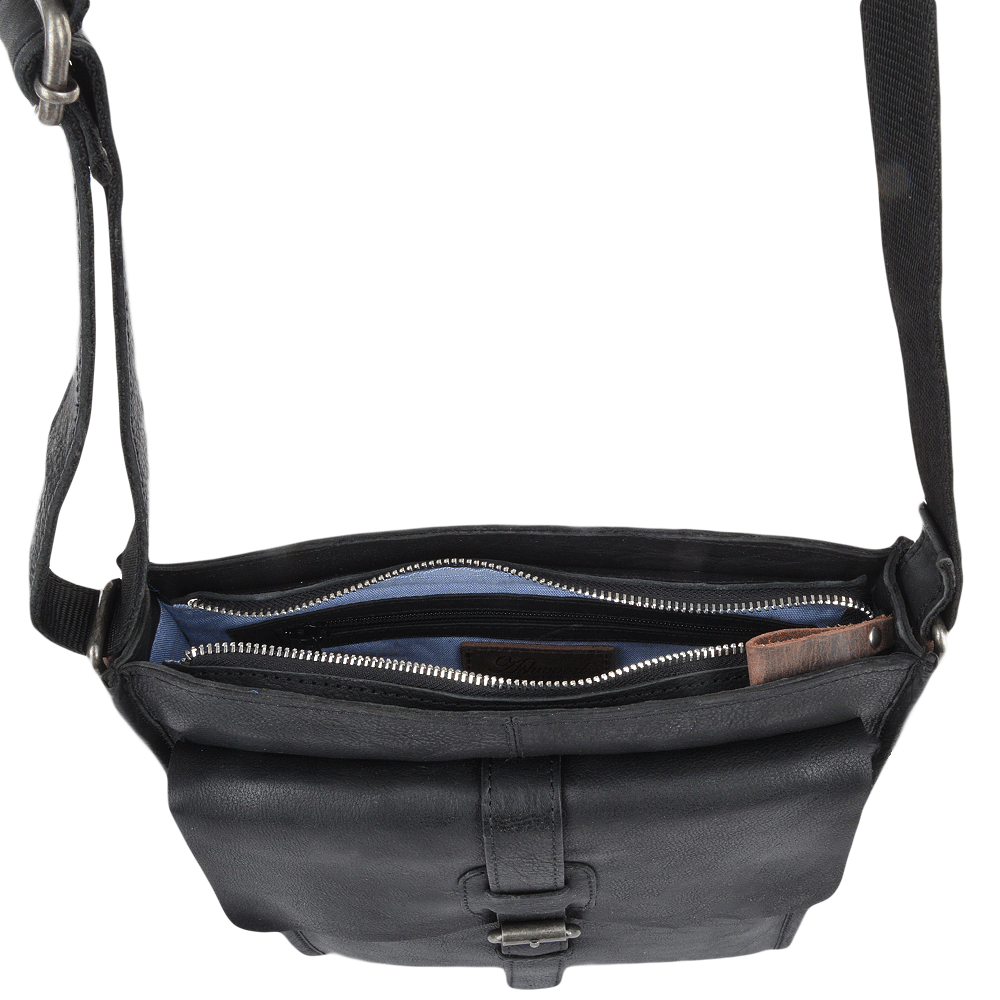 Ashwood Leather 4552 Black Milled VT Body Bag