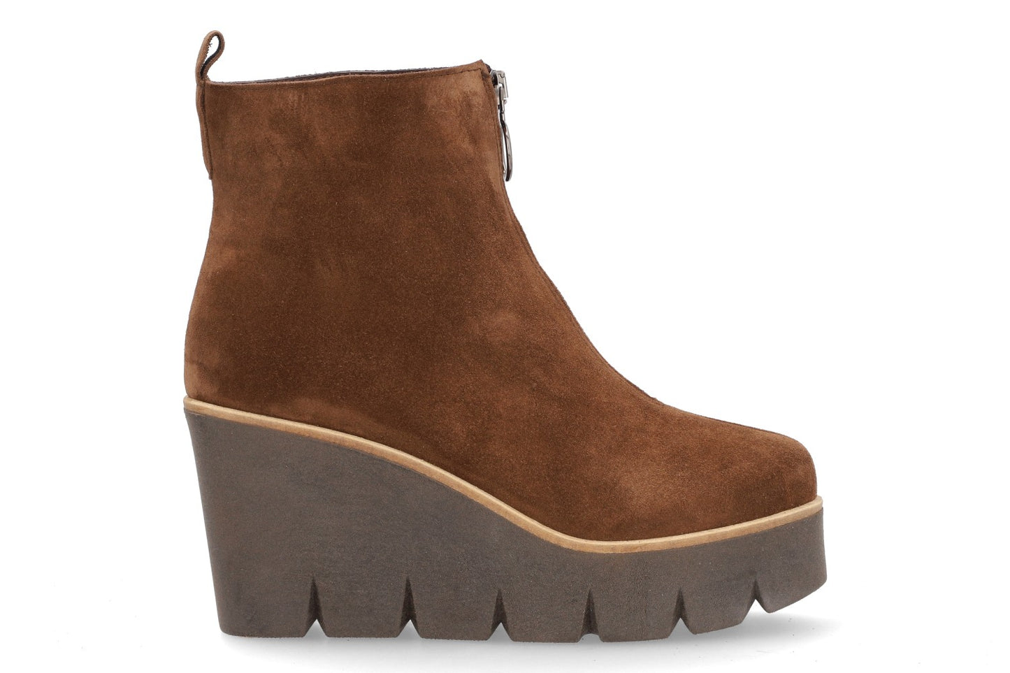 Alpe 4553 11 46 Castana Tan Wedge Boots with Front Zip